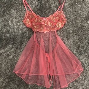 Sheer Coral Babydoll Lingerie
